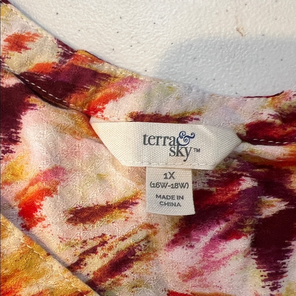 #157. 🪷 colorful blouse. Terra & Sky. 1x - Picture 5 of 7